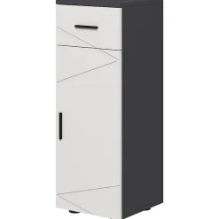 Meuble salle de bain gris, armoire d'appoint avec tiroir et étagères réglables, meuble de rangement, idéal salle de bain ou salon