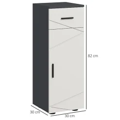Meuble salle de bain gris, armoire d'appoint avec tiroir et étagères réglables, meuble de rangement, idéal salle de bain ou salon