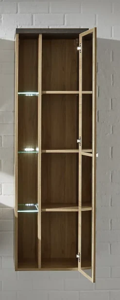 Meuble salle de bain mélaminé. Colonne 1 porte. L - H - P : 48 - 160 - 31 cm