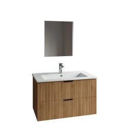 Meuble salle de bain simple vasque 60cm bois MDF ondulé