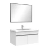 Meuble salle de bain simple vasque 80cm meuble + miroir Blanc