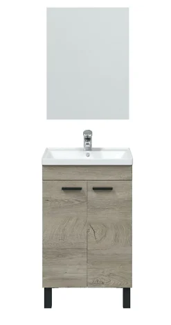 Meuble salle de bain Sous-Vasque 50 cm + Miroir coloris Alaska chêne à nœuds - Longueur 50 x Hauteur 80 x Profondeur 40 cm