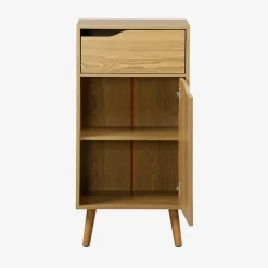 Meuble salle de bain vintage décor bois frêne 1 tiroir 1 porte - Nepal