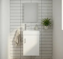 Meuble Salle de Bains avec vasque/lavabo lave mains à suspendre Mini 40 Blanc