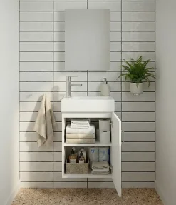 Meuble Salle de Bains avec vasque/lavabo lave mains à suspendre Mini 40 Blanc