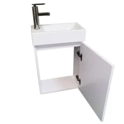 Meuble Salle de Bains avec vasque/lavabo lave mains à suspendre Mini 40 Blanc