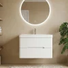 Meuble Salle de Bains avec vasque/lavabo FIDJI 80 suspendu laqué Blanc brillant avec plan en résine