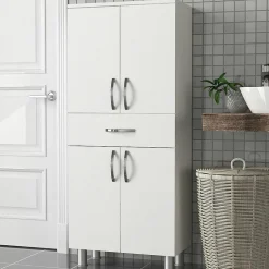 Meuble salle de bains blanc, 4 portes 1 tiroir JENA