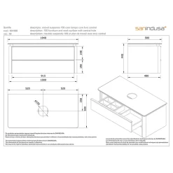 Meuble salle de bains suspendu bicolore blanc et taupe SANINDUSA Sanlife 100 plan pré-percé pour vidage(mitigeur non inclus)