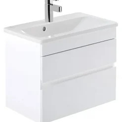 Meuble salle de bains suspendu 60x36 SANINDUSA Look slow close blanc (vasque Look en option non inclus)