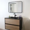 Meuble simple vasque effet chêne et noir mat Essebagno Indus