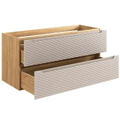 Meuble simple vasque encastree droite 120cm 2 tiroirs Elora Beige et bois