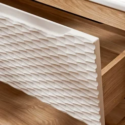 Meuble simple vasque encastree droite 120cm 2 tiroirs Elora Beige et bois