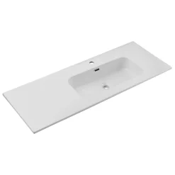 Meuble simple vasque encastree droite 120cm 2 tiroirs Elora Beige et bois