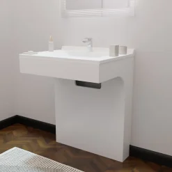 Meuble simple vasque PMR EPURE 70 cm - Blanc brillant