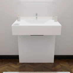 Meuble simple vasque PMR EPURE 70 cm - Blanc brillant