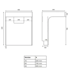 Meuble simple vasque PMR EPURE 70 cm - Blanc brillant
