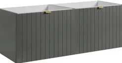 Meuble sous double vasque suspendu HARMO 120 cm Façade rainuré vert semi-mat