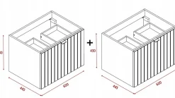 Meuble sous double vasque suspendu HARMO 120 cm Façade rainuré vert semi-mat