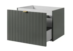 Meuble sous double vasque suspendu HARMO 120 cm Façade rainuré vert semi-mat