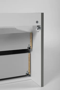 Meuble sous double vasque suspendu HARMO 120 cm Façade rainuré vert semi-mat