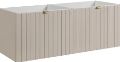 Meuble sous double vasque suspendu HARMO 120 cm Façade rainuré cachemire semi-mat
