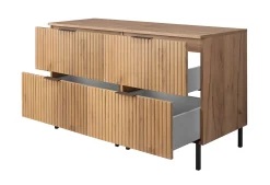 Meuble sous double vasque avec plan sur pieds FLOW chêne craft 120 cm