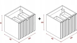 Meuble sous double vasque suspendu HARMO 100 cm Façade rainuré vert semi-mat