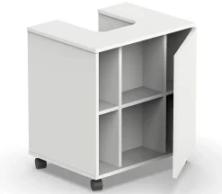 Meuble sous lavabo 1 porte coloris blanc brillant - Hauteur 64 x Longueur 59 x Profondeur 45 cm