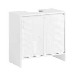 Meuble sous Lavabo de Salle de Bain avec 2 Portes et 2 Étagères, Blanc, L60xP30xH61 cm, BZR157-W