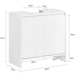 Meuble sous Lavabo de Salle de Bain avec 2 Portes et 2 Étagères, Blanc, L60xP30xH61 cm, BZR157-W