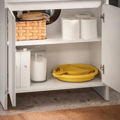 Meuble sous Lavabo de Salle de Bain avec 2 Portes et 2 Étagères, Blanc, L60xP30xH61 cm, BZR157-W