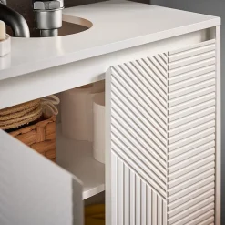 Meuble sous Lavabo de Salle de Bain avec 2 Portes et 2 Étagères, Blanc, L60xP30xH61 cm, BZR157-W