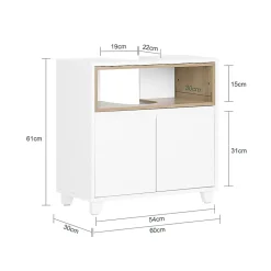Meuble Sous Lavabo de Salle de Bain Meuble évier de Cuisine, 2 Portes, BZR148-W, SoBuy