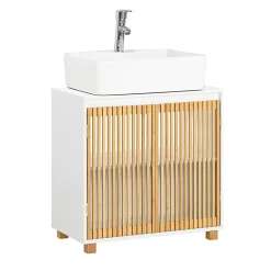 Meuble sous Lavabo de Salle de Bain à 2 Portes en Bambou, BZR125-W, SoBuy
