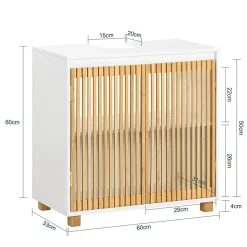 Meuble sous Lavabo de Salle de Bain à 2 Portes en Bambou, BZR125-W, SoBuy