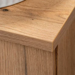 Meuble sous lavabo double avec 1 porte et 4 tiroirs NEWPORT 140 x 60 x 40 cm effet chêne en.casa