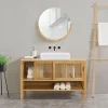 Meuble sous lavabo Hvaler bambou 60 x 100 x 45 cm en.casa