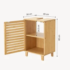 Meuble sous lavabo Iveland bambou 60 x 40 x 30 cm en.casa