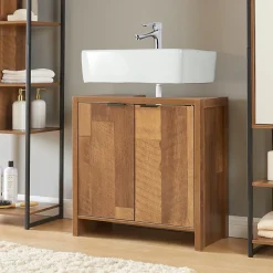 Meuble sous lavabo Namsskogan 60 x 60 x 30 cm effet noyer noir en.casa