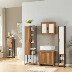 Meuble sous lavabo Namsskogan 60 x 60 x 30 cm effet noyer noir en.casa