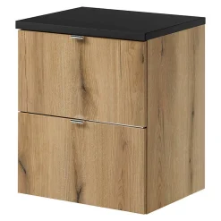 Meuble sous lavabo NEWPORT avec 2 tiroirs 50 x 60 x 40 cm effet chêne noir en.casa
