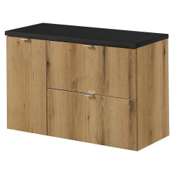 Meuble sous lavabo NEWPORT 90 x 60 x 40 cm effet chêne noir en.casa
