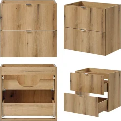 Meuble sous lavabo NEWPORT 80 x 60 x 40 cm effet chêne en.casa