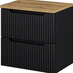 Meuble sous lavabo Newport 61 x 60 x 40 cm noir effet chêne en.casa