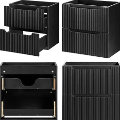 Meuble sous lavabo Newport 61 x 60 x 40 cm noir effet chêne en.casa