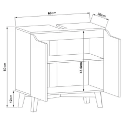 Meuble sous lavabo Overath 60 x 60 x 30 cm gris en.casa