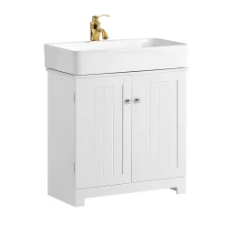 Meuble Sous Lavabo Salle de Bain à 2 étages 2 Portes, BZR18-W, SoBuy