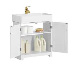 Meuble Sous Lavabo Salle de Bain à 2 étages 2 Portes, BZR18-W, SoBuy
