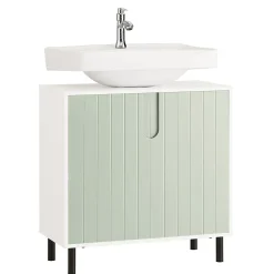 Meuble sous Lavabo Salle de Bain, Meuble sous Vasque avec 2 Portes, SoBuy, BZR139-GR